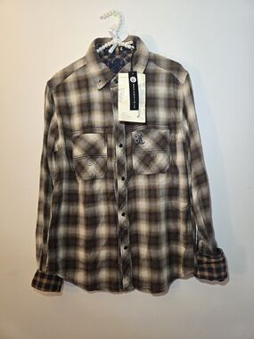 🪷New Tokyo Five 🪷Men's Brown Plaid Button-Down Shirt